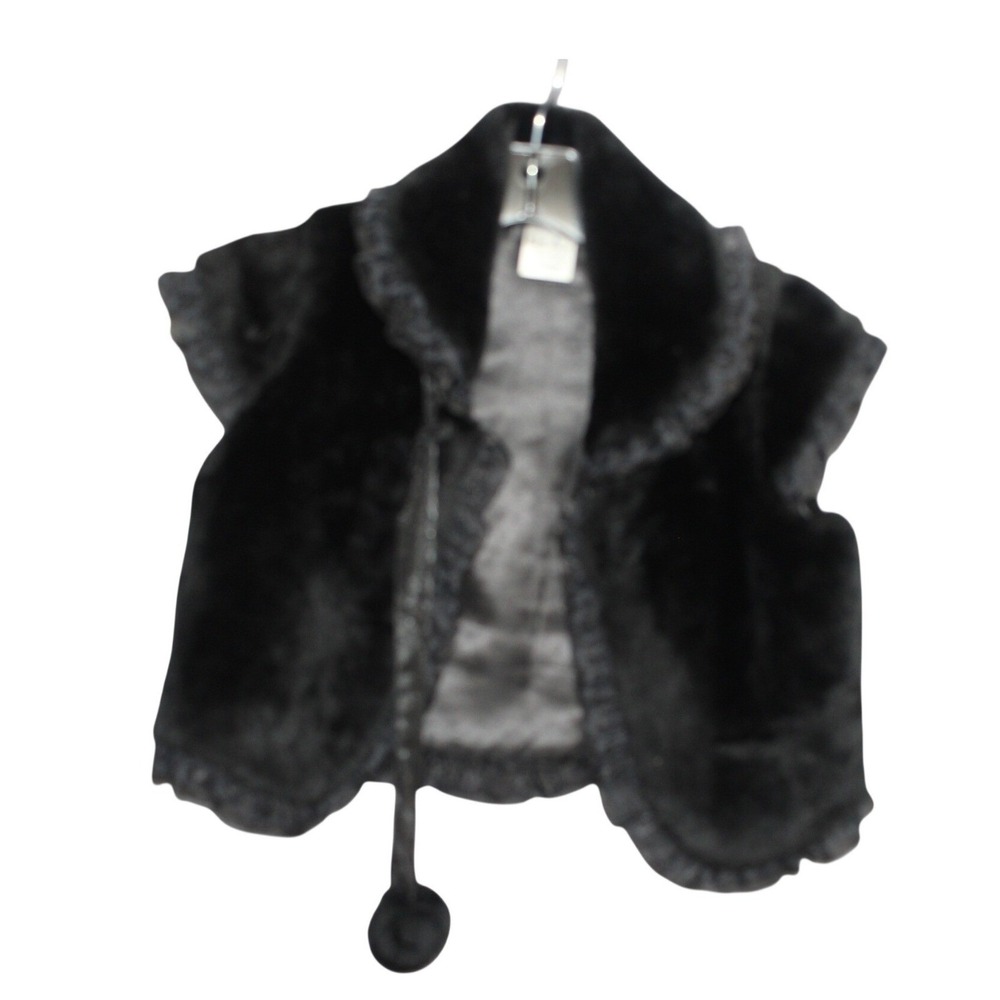 Bella Ame' Black Faux Fur Ruffle Vest Girls Size XL Boutique